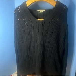 Women’s Bamboo Traders Pull Over Long Sleeve Shirt Black With Hoodie Size Xl